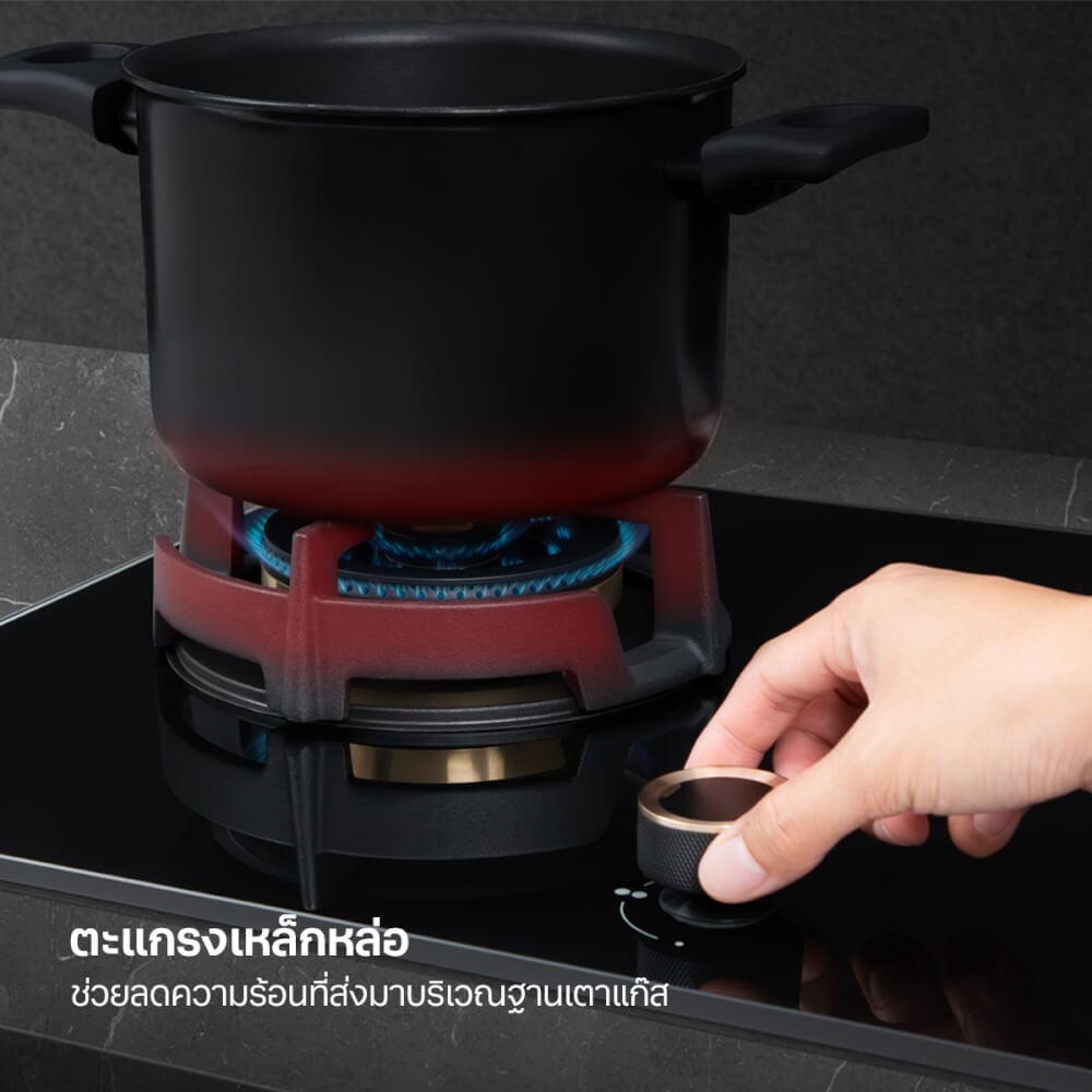 เตาฝังแก๊ส 4 หัว ฐานกระจกนิรภัย EVE HB78-SBH289/BG.1NZ 78 ซม. สีดำ
